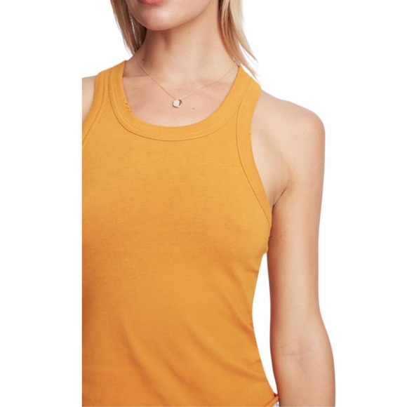 Bandier Sincerely Jules The Willow Scoop Neck Tank In Goldenrod - Picture 4 of 7